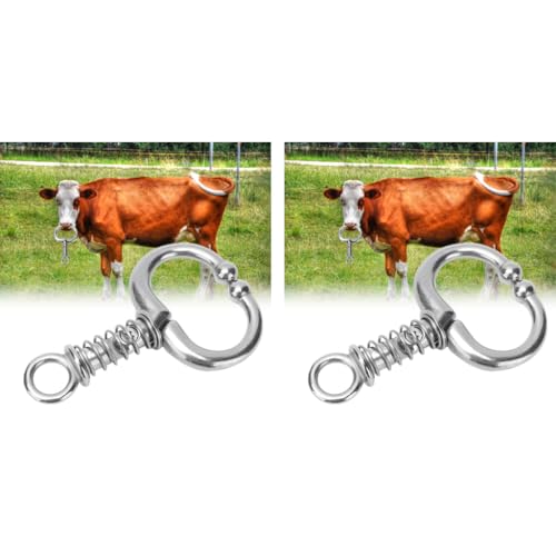 Qpets® Cattle Nose Ring No-Piercing Bull Clip-on Stainless Steel Detachable Cows 2 PCS Qpets® Cattle Nose Ring No-Piercing Bull Clip-on Stainless Steel Detachable Cows 2 PCS